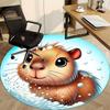 1pc Capybara Winter Hat Chair Carpet for Office Non-Slip, Machine Washable Rug for Office, Room - Holiday Decor, Machine Made Yy251016070
