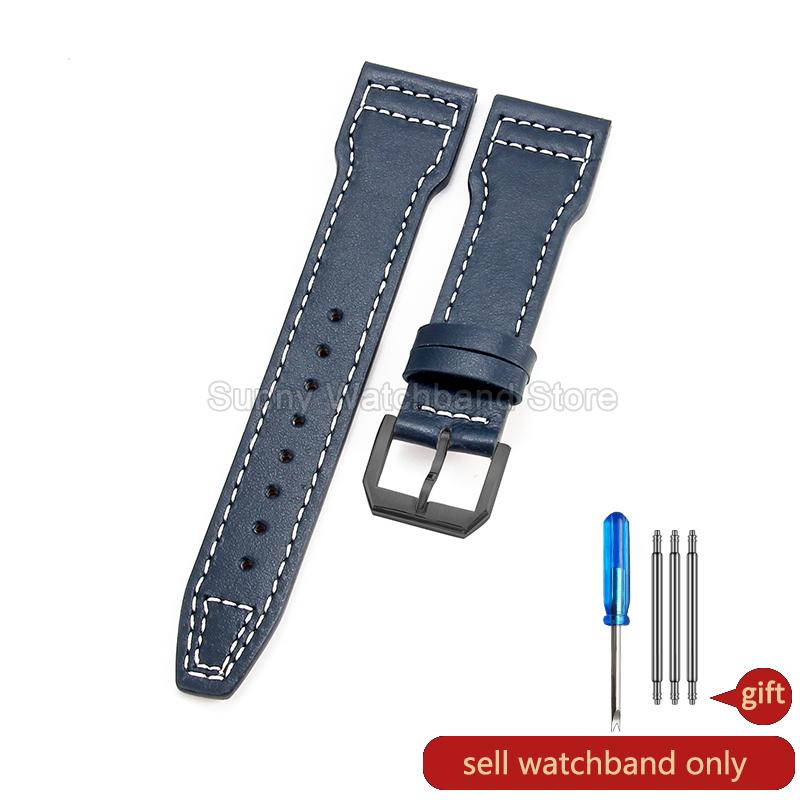 Coffee Black 20 21 22mm for IWC Portofino Le Petit Prince Portugieser Cowhide Watch Band Special Interface Needle Buckle Durable