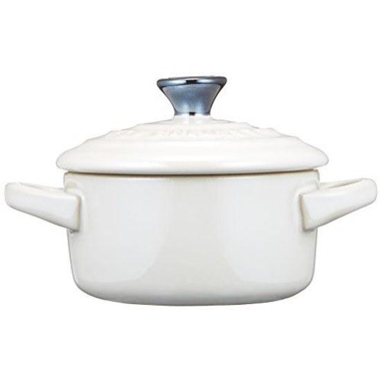 Le Creuset Hitzebeständiges Behälterpaar Petit Cocotte (mit Löffel) Kirschrot Weißer Glanz Kältebeständig Mikrowellengeeignet Hochzeit Braut