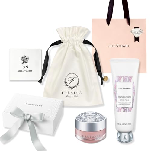 

Gift-wrapped Jill Stuart White Floral Collection Hand Cream & Lip Balm & Pouch Gift Set, White Day Gift, Mother s Day Gift [Includes Drawstring Pouch,