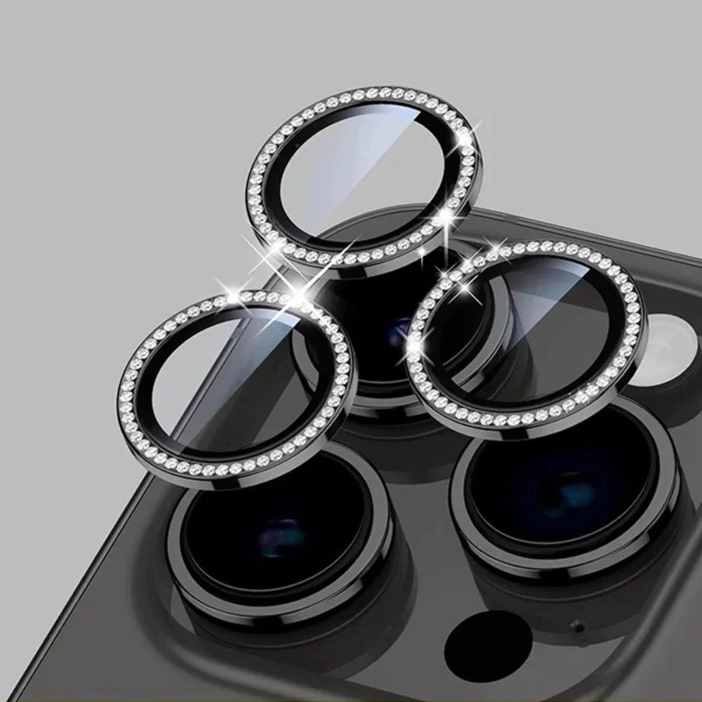 Sparkly Rhinestone Camera Lens Protector Case For iPhone 17 16 15 14 13 12 11 Pro Max 15 16 Plus 16E Screen Protector Film