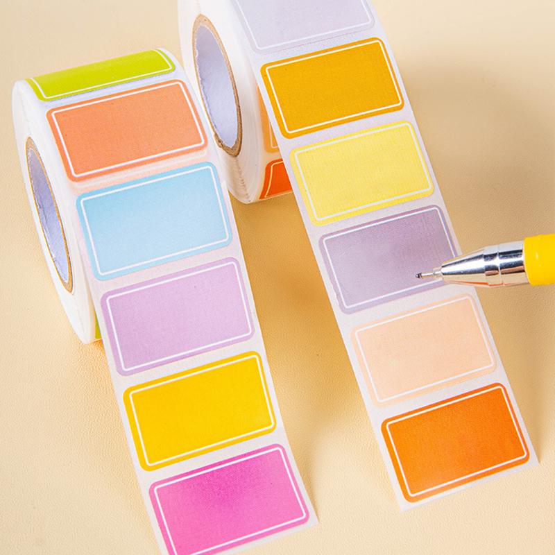 1roll Color Coding Labels Sticker Adhesive Rectangle Sticker Solid Colors Label Tag For Kitchen Seasoning Bottle Label TMZ
