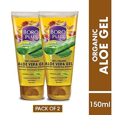 BOROPLUS Aloe Vera Gel bei Augenringen, Narben, Trockenheit, Pigmentflecken, Akne (Alle Haut) 300ml (2er-Pack)