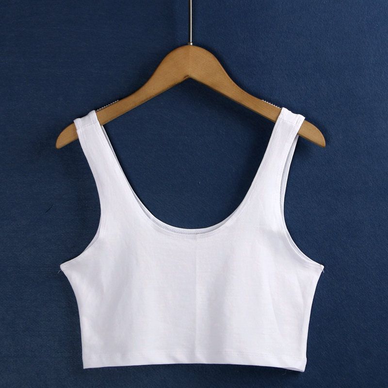 

4224 Cotton Vest Summer New Arrival Pullover Multicolor Minimalism Short Chic Underwear That Makes Your Back More Beautiful Camisole Export White XS