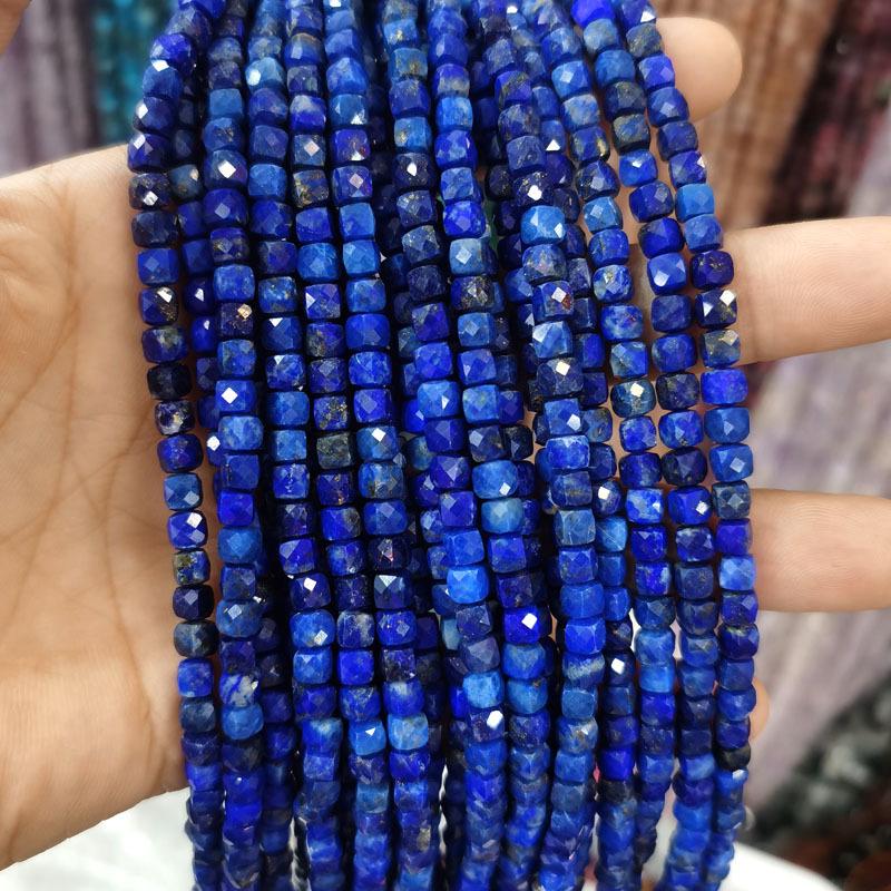 4x4mm Natural Stone Faceted Square Beads: Amethyst, Tourmaline, Garnet Jewelry Accessories