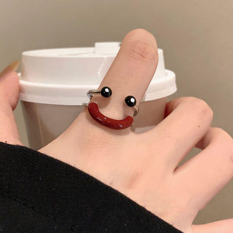 Adorable Ugly-Cute Smiley Face Open Ring for Women – Unique, Fashionable, and Quirky Design for the Index Finger