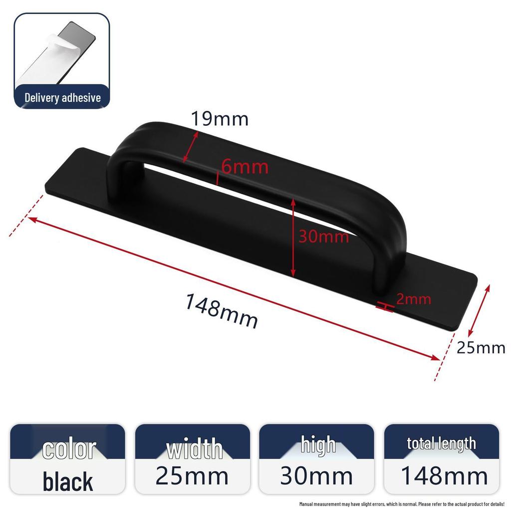 Self-Adhesive Aluminum Door Handle for Glass/Wooden Doors - Thickened & Widened, No Drill Required