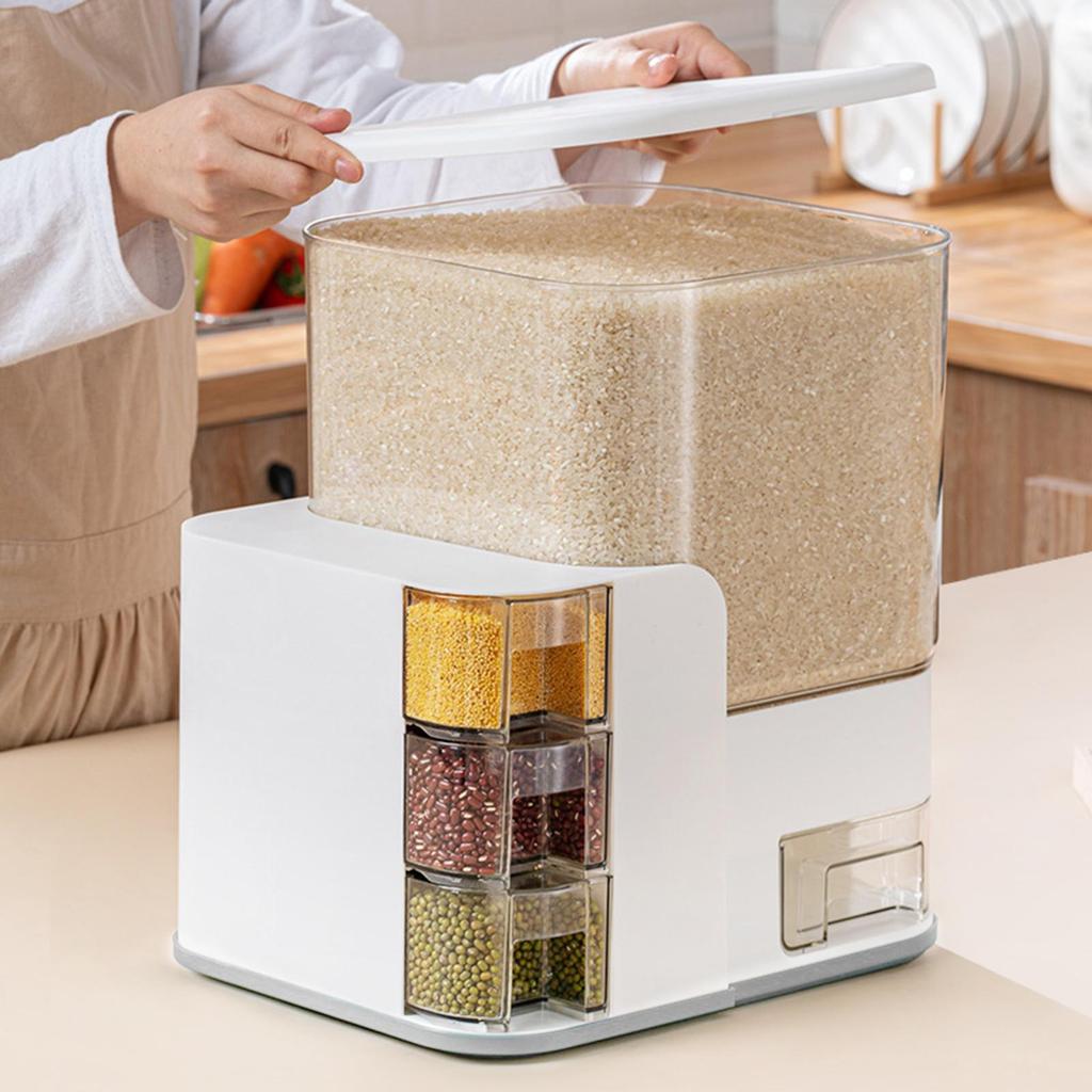 Storage Container Bucket Easy Control Rice Dispenser Dry Food for Home Kitchen