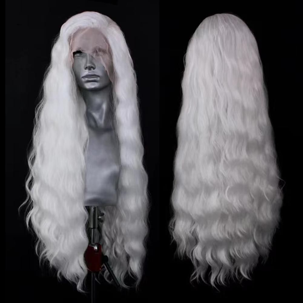 AIMEYA Platynowe Peruki dla Kobiet Mieszanka Blond Syntetyczna Peruka z Koronkowym Przodem Czarna Długa Naturalna Fala Syntetyczne Włosy Peruka do Codziennego Użytku Cosplay