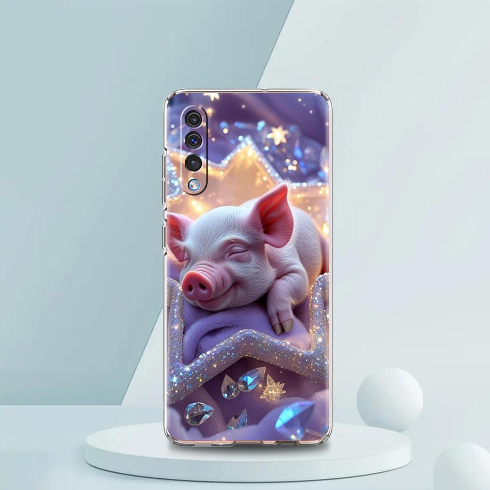 Transparent Phone Case for Samsung Galaxy A16 A14 A12 A22 A24 A42 A02 A03S A06 A20 A30 A40 Soft TPU Cover Cute Pig Pattern Capas