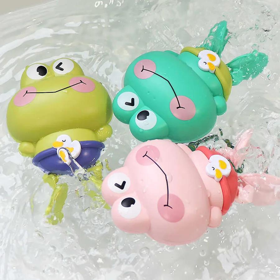Baby Bath Toys For Kids Ages 1-3Y Cute Swimming Frog Water Pool Toys Floating Wind-Up Infant Bathtub Toys No Battery Need