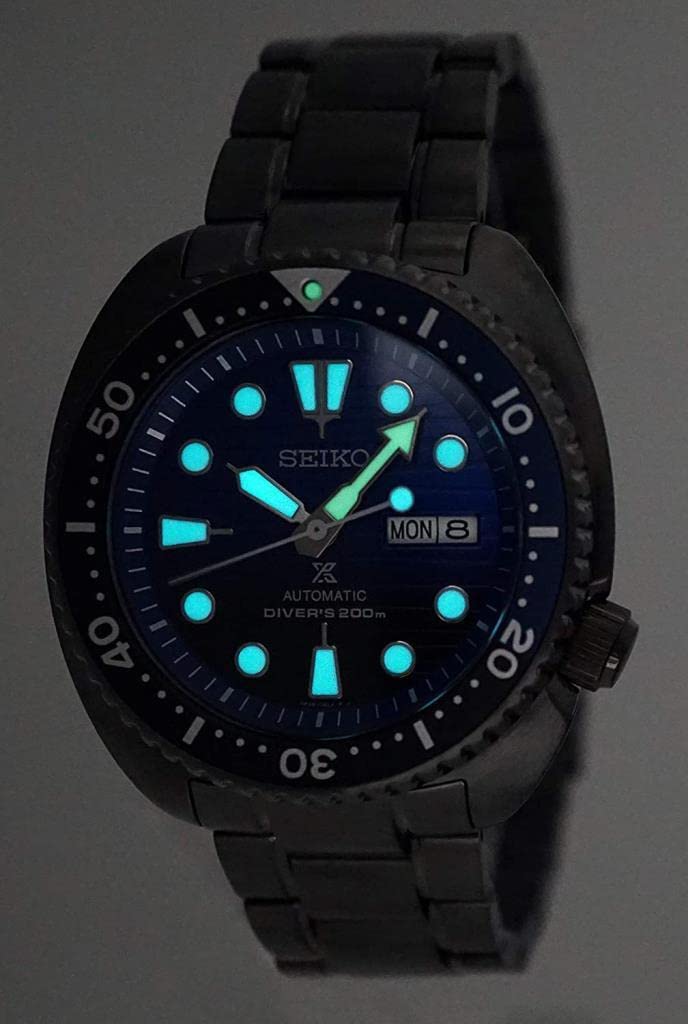SEIKO PROSPEX Save the Ocean 200m Automatic Black IP Watch with Blue SRPD11K1 "Turtle" Diver's Dial,