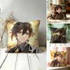 Zhongli Genshin Impact Cute Cushion Cover Square Short Plush Pillow Case Living Room Sofa Home Decor Funda X
