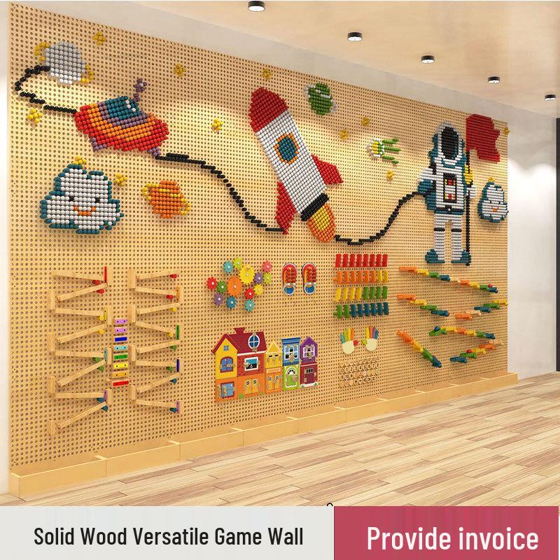 Peg Beads Wall Toy: Interactive Wooden Blocks & Wall Decoration Game for Kindergarten.