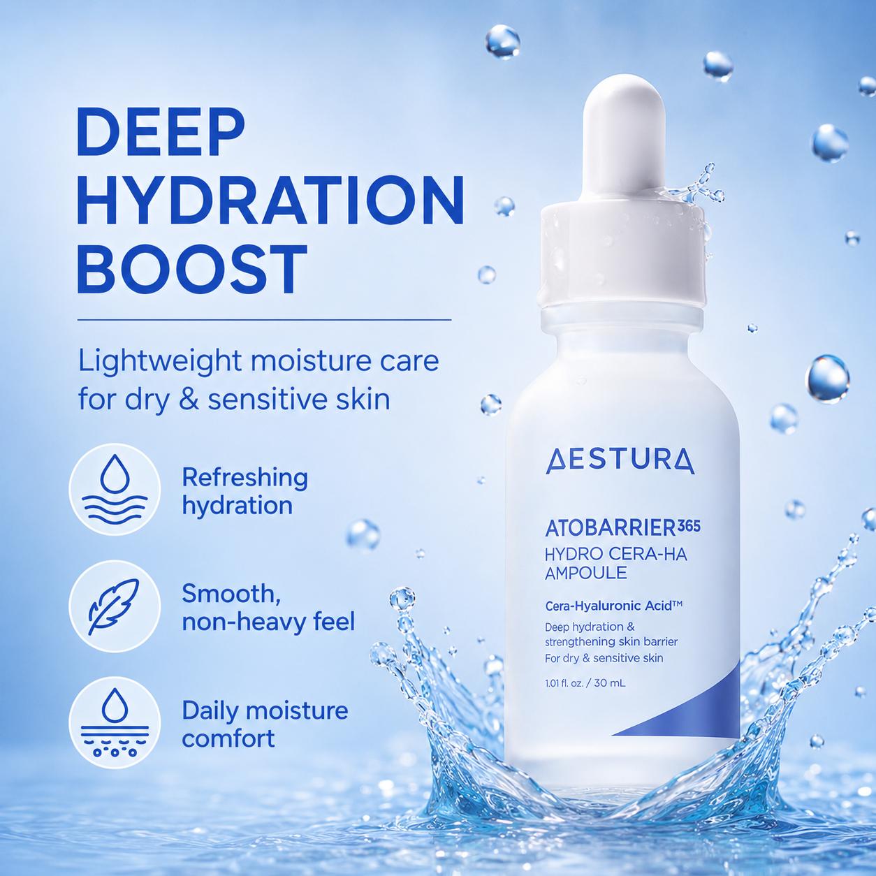 AESTURA Atobarrier 365 Cera-Hyal Hydro Deep Ample, 30ml, Intense Inner Hydration & Barrier Care, Single Item, From Korea