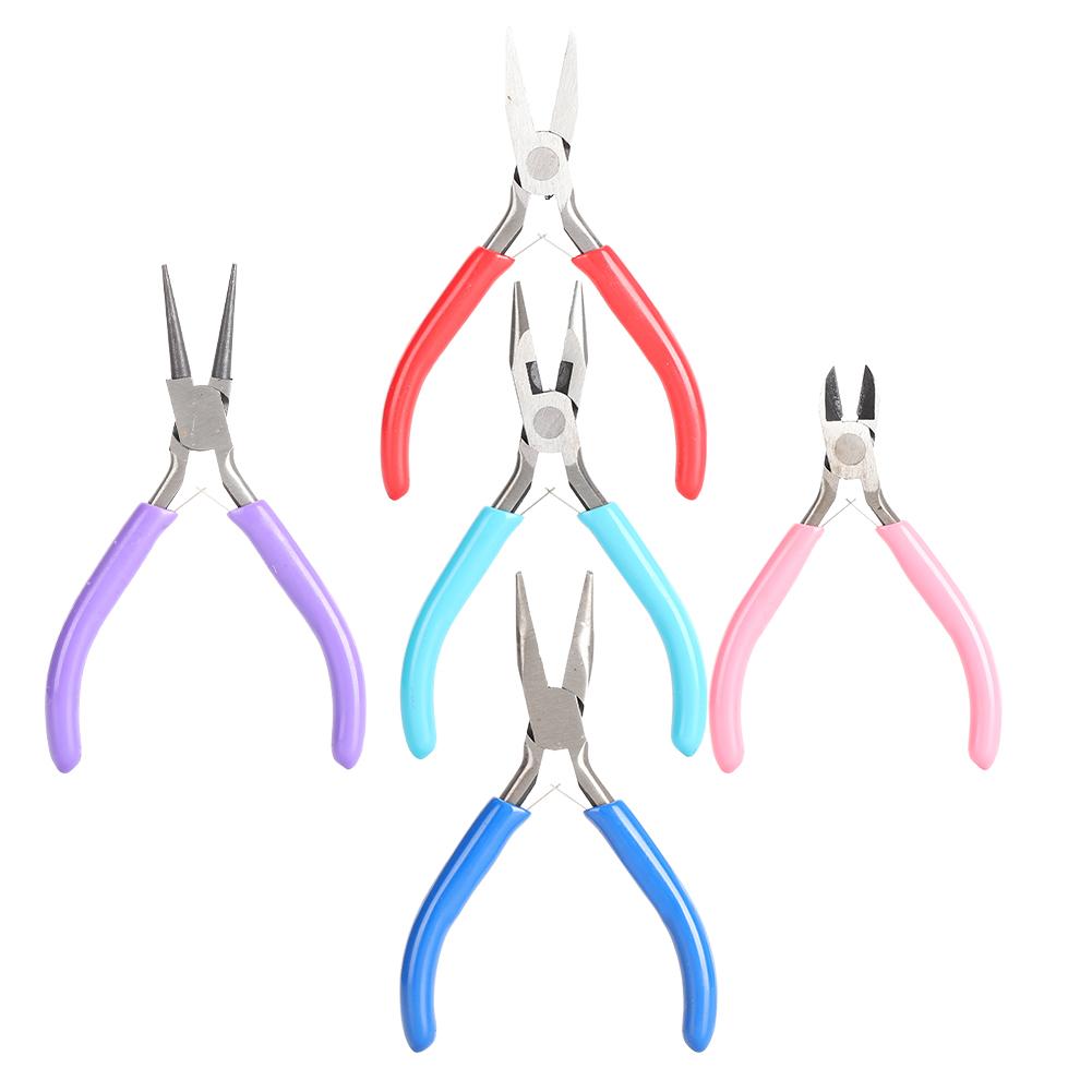 5pcs Mini Pliers Jewellery Making Pincers Flat Long Toothless Nose Clamp Wires Cutter Hand Tool