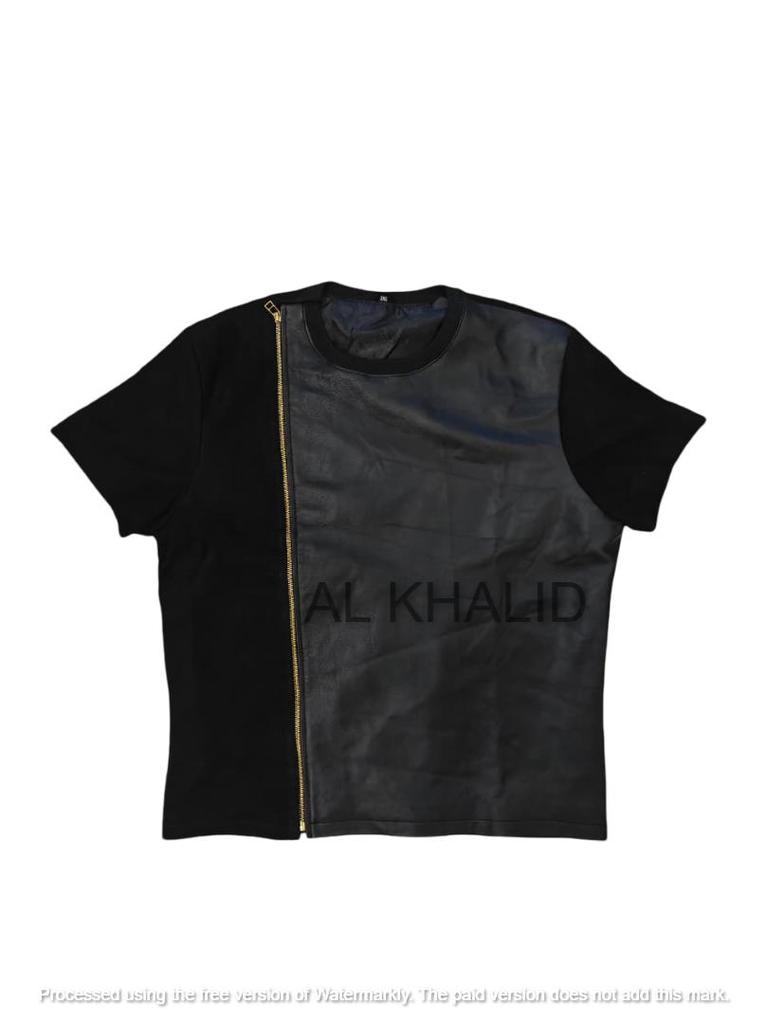 Men's Genuine Lambskin Leather T-Shirt Biker Handmade Stylish Casual Summer