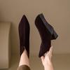 Fashion 2024 New Autumn Sheep Suede Women Boots Pointed Toe Chunky Heel Boots for Women Winter Short Boots Genuine Leather Ladies Shoes