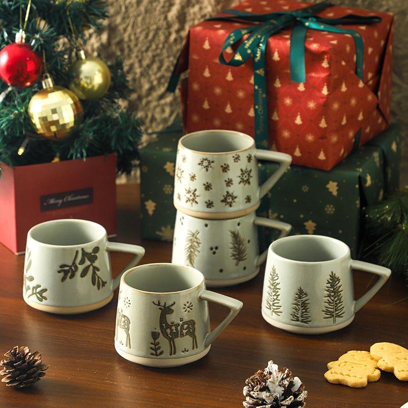 Nordic Retro Ceramic Christmas Mug - Office & Breakfast Coffee Cup