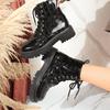 2025 autumn and winter new round-headed Martin boots British patent leather short boots single boots women's thick-soled thick-heeled women's shoes