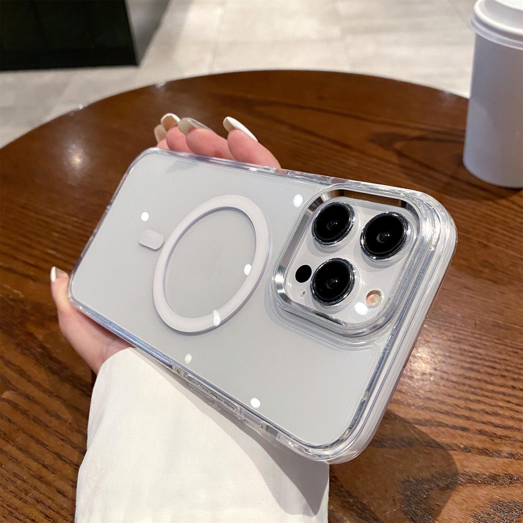 

Для iPhone 15 Pro Кристально прозрачный чехол Совместимый с MagSafe TPU+PC Задняя крышка для телефона White