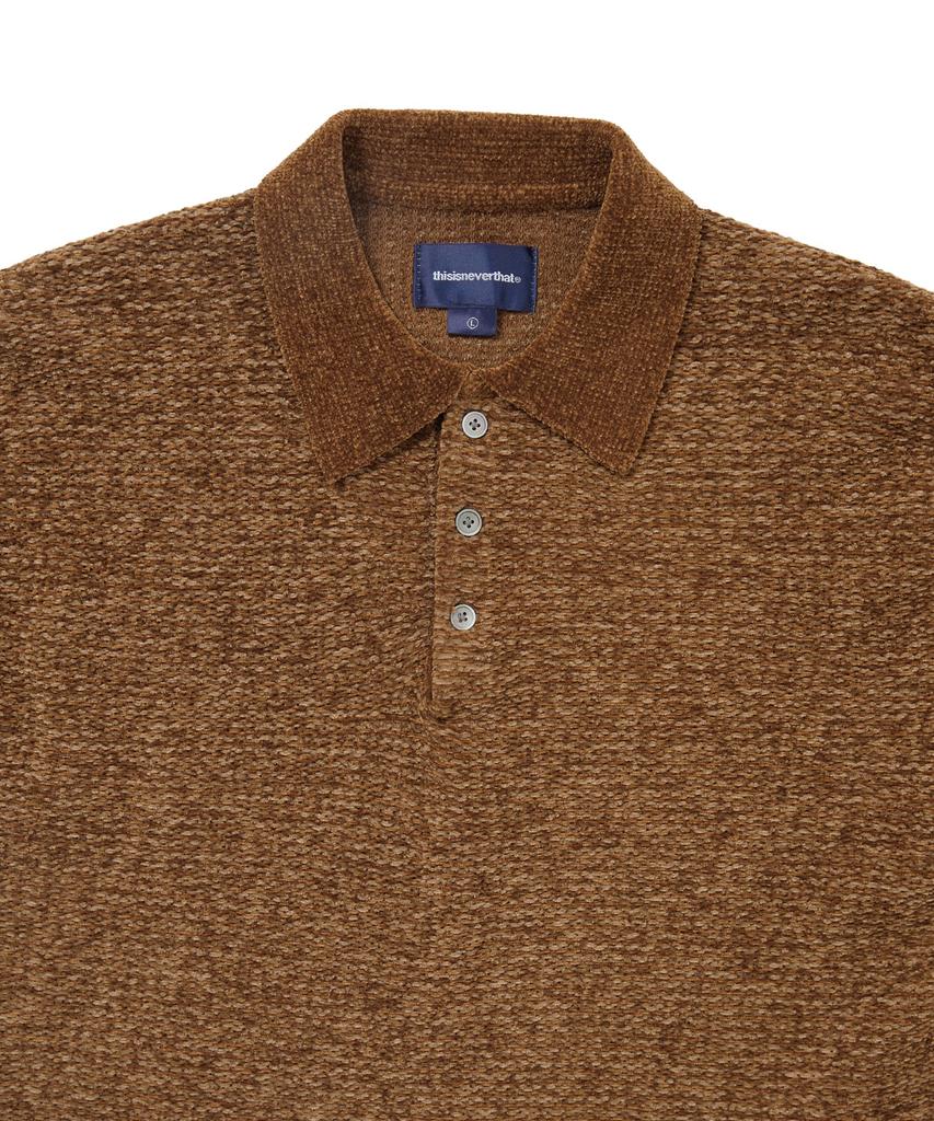 THISISNEVERTHAT Velvet Knit Polo Brown