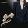 Diamond Tulip Brooch: Personalized Floral Pin for Women's Suits, Anti-Exposure Design