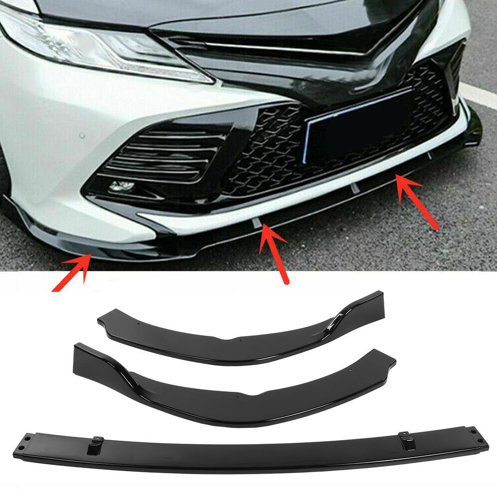 3Pcs Front Bumper Lip Chin Body Kit Splitter Deflector Fit for Camry SE XSE 2018‑2020Glossy Black
