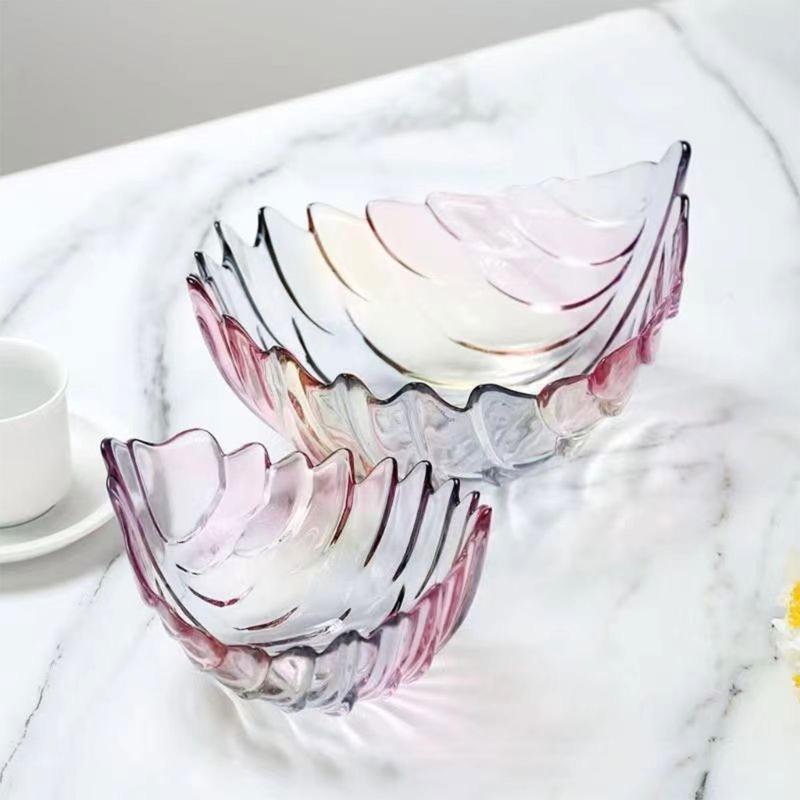 Contemporary Feathered Themed Glass Serving Dish Spacious And Stable For Fruits Treats Or Centerpiece Decoration