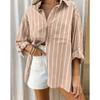 Women Striped Oversized Long Sleeve Button Down Shirt Casual Loose Top