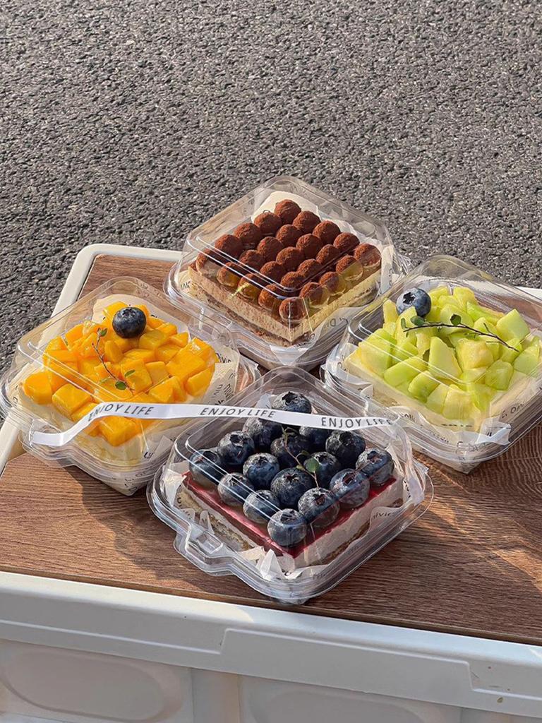 Transparent Tiramisu Packaging Box Cake Dishes Mousse Cutting Sweet Dessert Baking Western Pastries Separation Packing Box