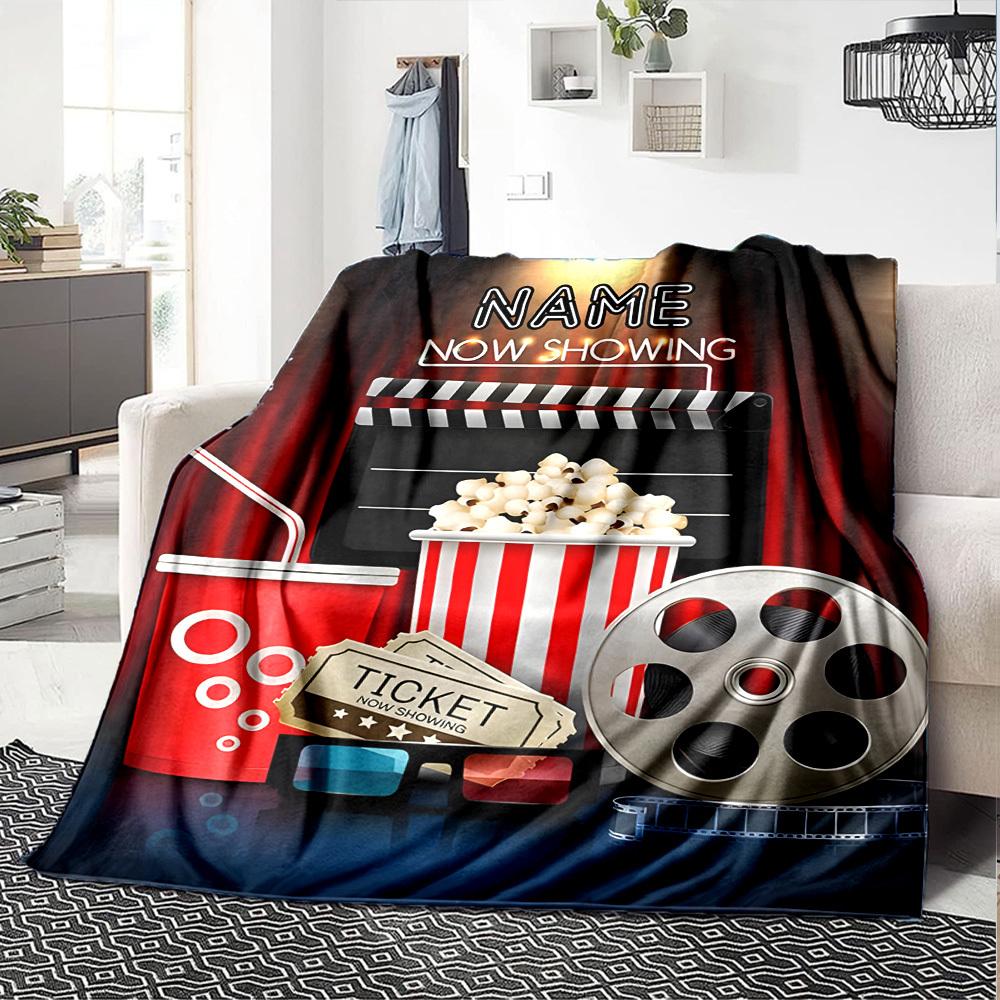 Movie Time Cinema Night Entertainment Blanketcustomize Your Name Lightweight Comfortable And Stylish Blanket For Travel Bed Home Chair Office Sofa And