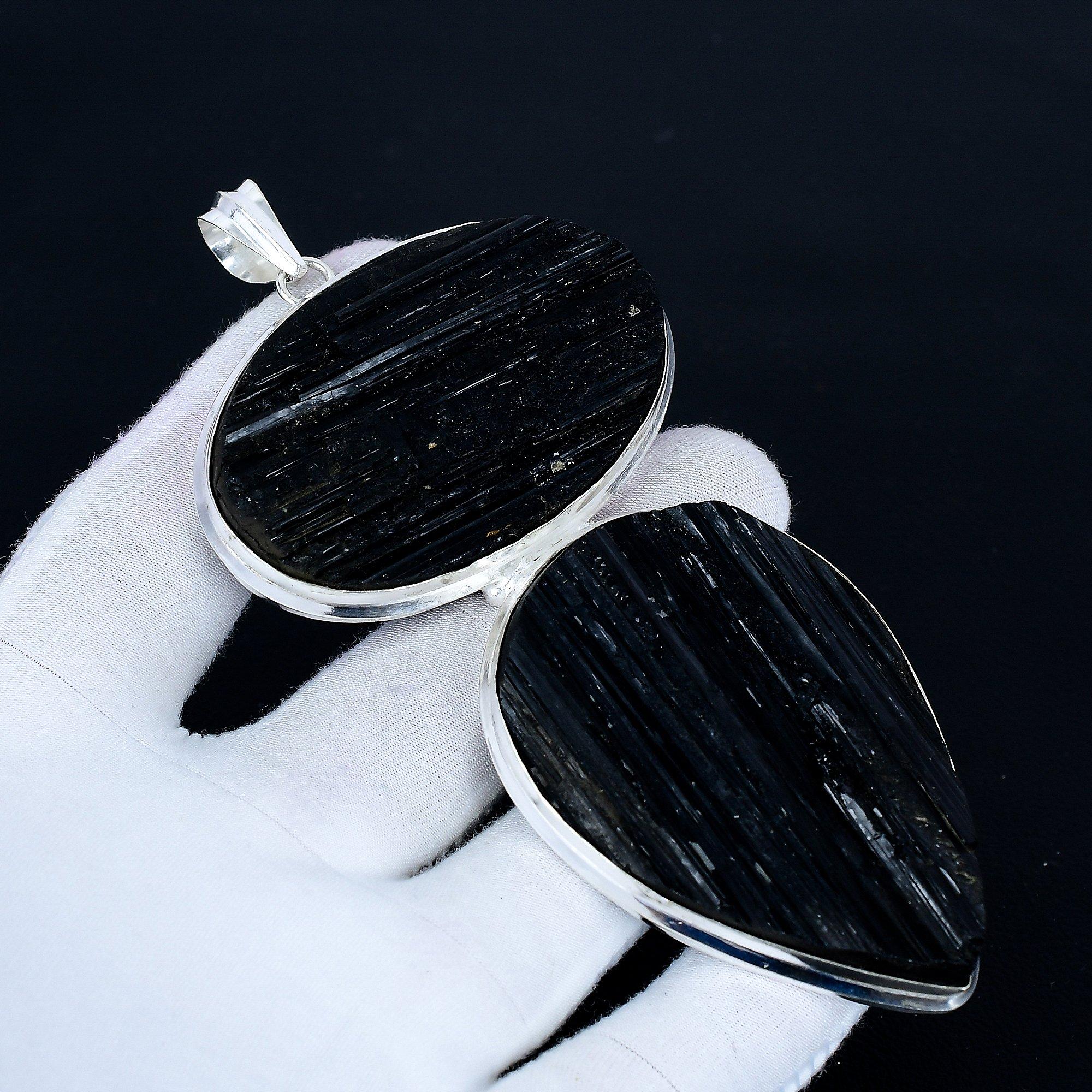 

Black Tourmaline Pendant, 925 Sterling Silver Handmade Jewelry, Tourmaline Silver Pendant, Party Wear Jewelry For Women s, Pendant Christmas Gift 10 Cm чёрный