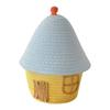 Cute Little House Woven Storage Bin With Cover For Home Bedroom And Kids Room