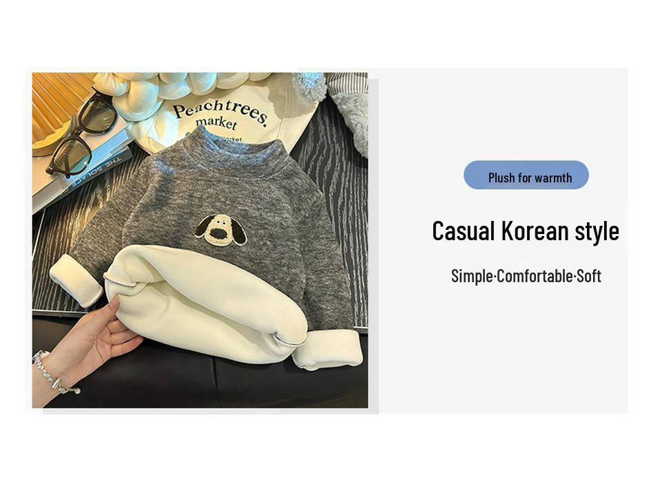 Children's Wool-Silk Koala Fleece Base Layer with Half-High Collar 