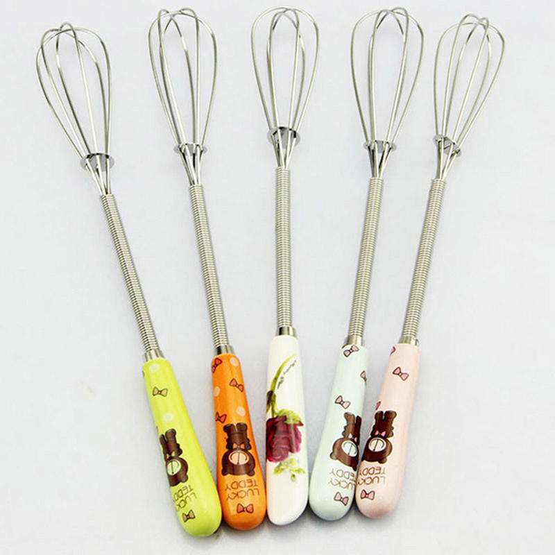 Chic New Handle Whisk Stainless Steel Kitchen Mixer Spherical Wire Egg Beater