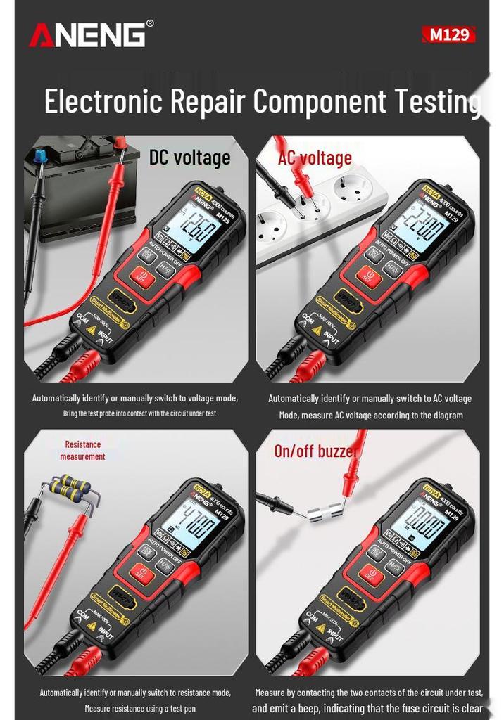 Rechargeable High-Precision Smart Digital Multimeter: Fully Automatic, Multifunctional, Anti-Burn, Universal Electrician's Tool.