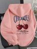 Hoodie Women's Cherry Print Hooded Sweatshirt Oversized Casual Pullover with Cherry Graphic Hoodies Hip Hop
