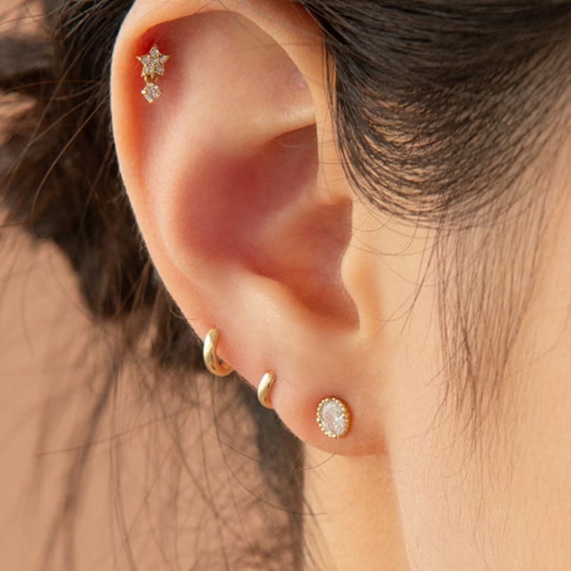 LUNNE 14k Star Cubic Drop Piercing (14K Gold) #W09