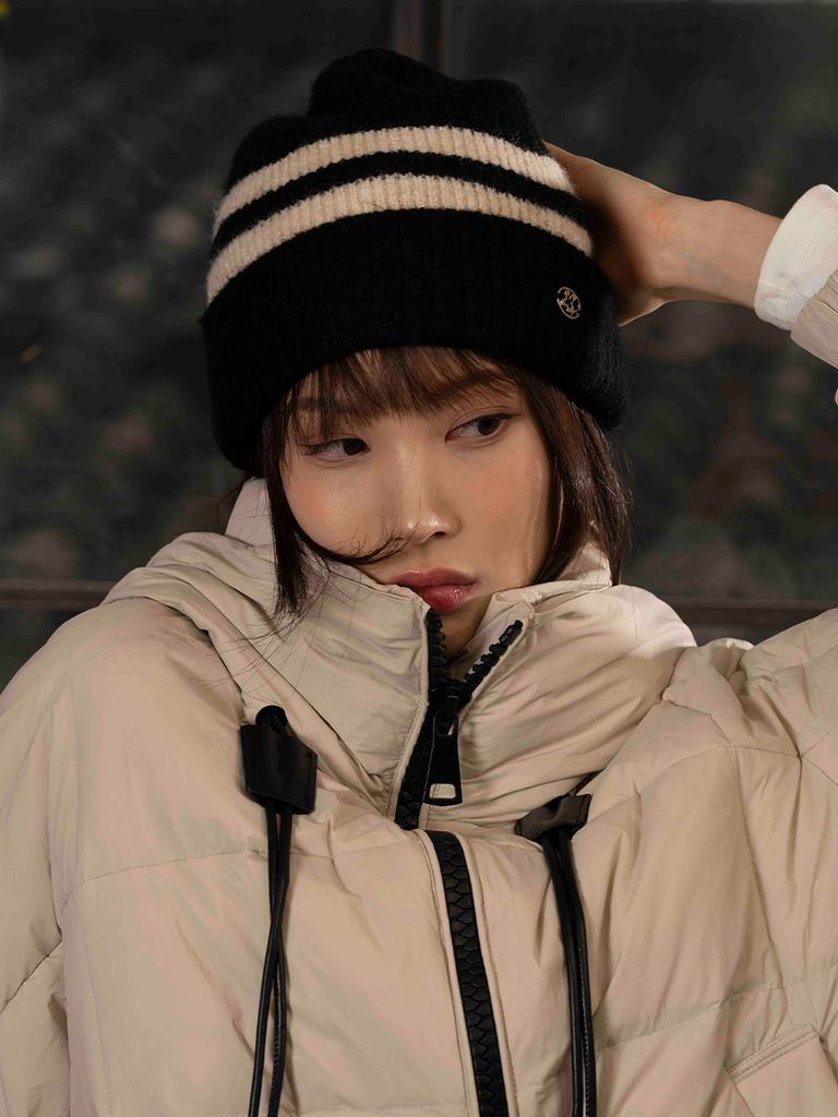 THE GREEN LAB Striped Beanie [Black]