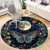 1pc Butterfly Moon Office Round Area Rug, Under Office Chairs Bedroom Living Room Home Decor, Room Deco