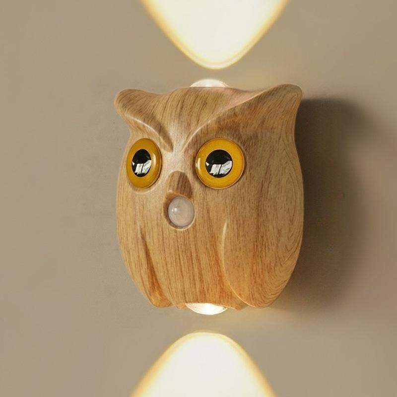 1Pc Intelligent Induction Owl Night Light Wiring-free Magnetic Suction Corridor Aisle Rechargeable Wall Lamp