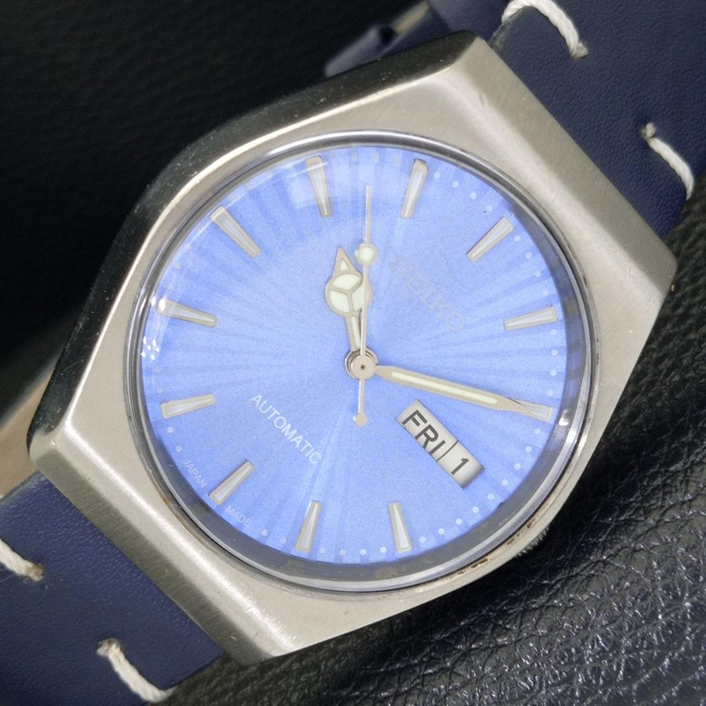 VINTAGE SEIKO AUTOMATIC 6309A JAPAN MENS BLUE COLOR DIAL WATCH A701502-5 R206b-a701502