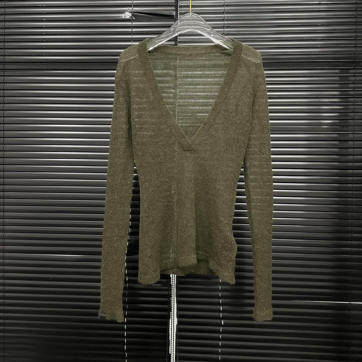 European Station Women s Thin Long Sleeve V-Neck Knitted Sweater Women s Breathable Fashion Versatile Skinny Pullover Top European Tide S