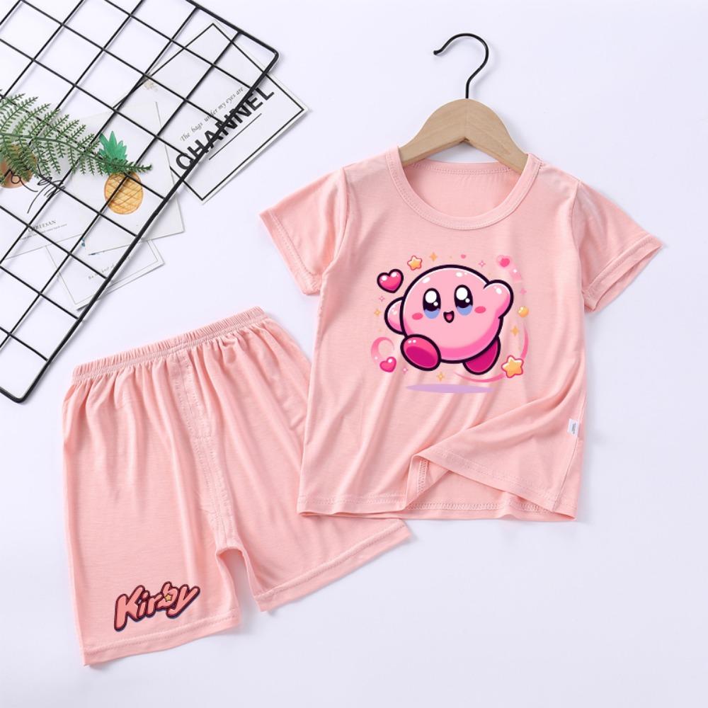 New Kirbys Children Short Pyjama Set Game Character Print Two Piece Suit Girls Summer Casual Homewear Kawaii Kids Clothing Gifts