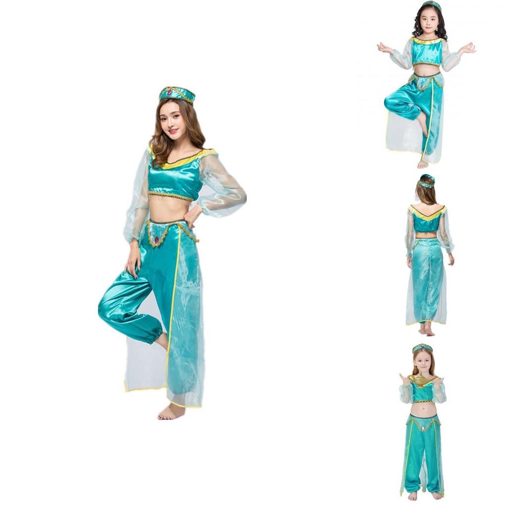 Enchanting Aladdin Princess Jasmine Cosplay Dress Set For Adults And Girls