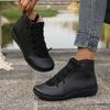 Fashion Women's Flat Single Boots Spring New Round Head Front Lacing Soft Sole Anti-slip Wear-resistant Short Boots