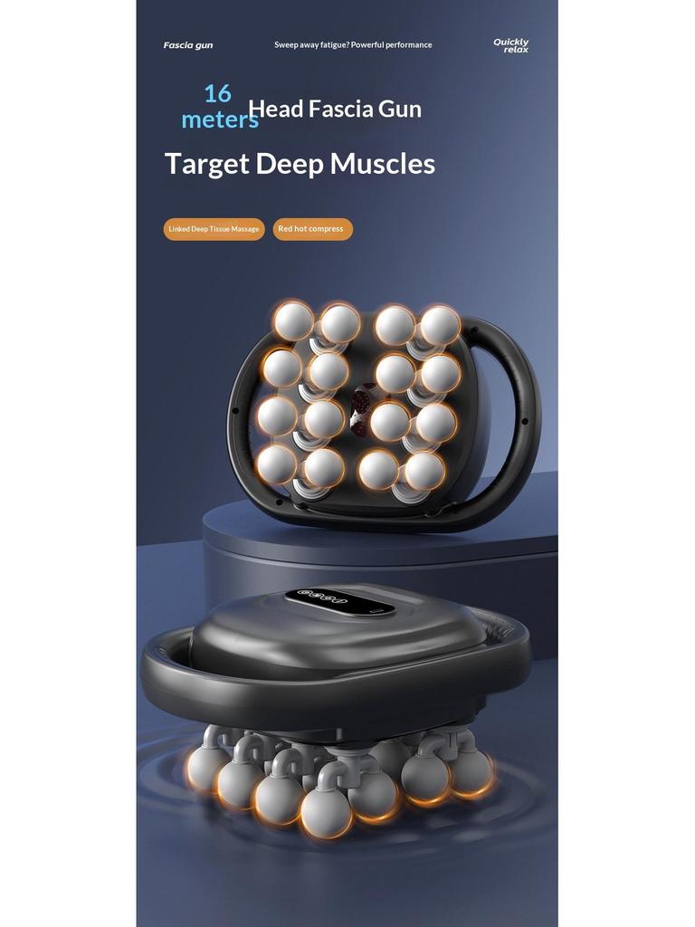 Cross-new 16-Head Professional Fascia Gun: 20-Gear Muscle Relaxation & Red Light Therapy Massager