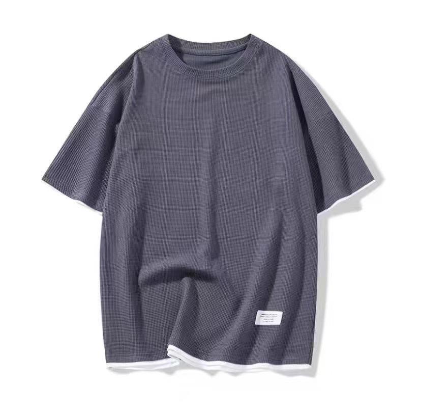 Waffle Suit: Summer Sports Ice Silk Two-Piece Set - Loose Half-Sleeve T-Shirt & Shorts