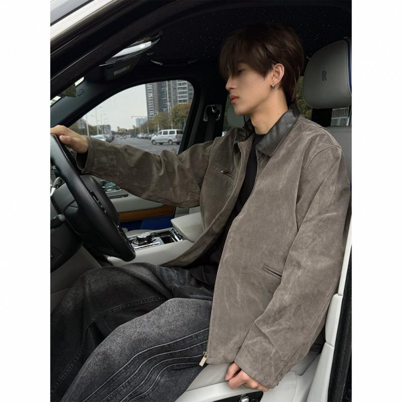 

2025 осень и зима японский ретро хулиганский красивый дизайн нишевая парная повседневная куртка с лацканами повседневная универсальная куртка 3XL серый